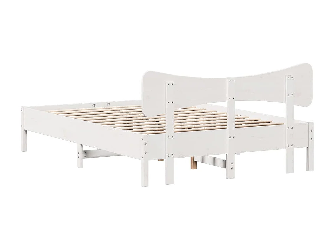 Lit simple | Lit adulte, enfant | Cadre de lit blanc 120x190 cm bois de pin massif