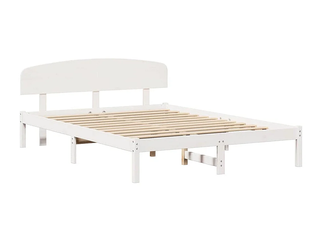 Lit double | Lit adulte | Cadre de lit Blanc 160x200 cm Bois de pin massif