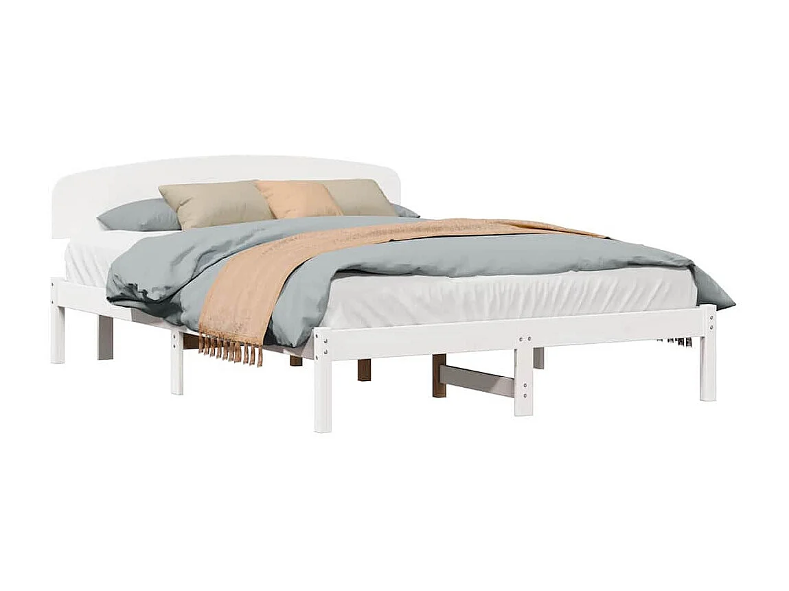 Lit double | Lit adulte | Cadre de lit Blanc 160x200 cm Bois de pin massif