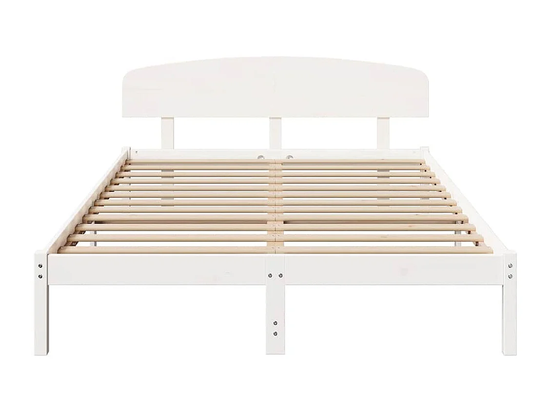 Lit double | Lit adulte | Cadre de lit Blanc 160x200 cm Bois de pin massif