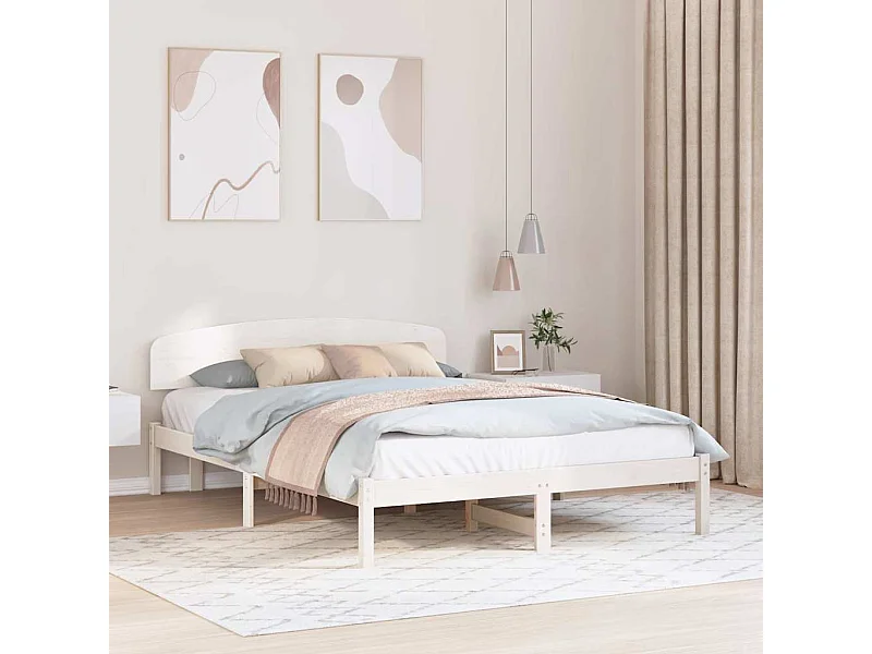 Lit double | Lit adulte | Cadre de lit Blanc 160x200 cm Bois de pin massif