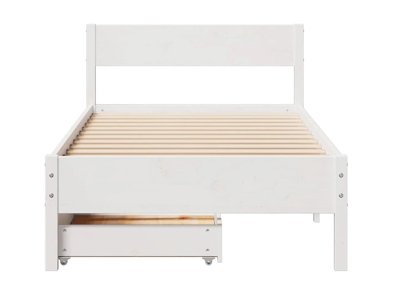Lit simple | Lit adulte, enfant | Cadre de lit blanc 90x190 cm bois de pin massif