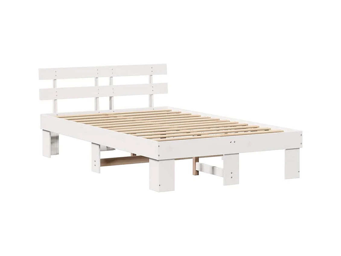 Lit double | Lit adulte | Cadre de lit Blanc 135x190 cm Bois de pin massif