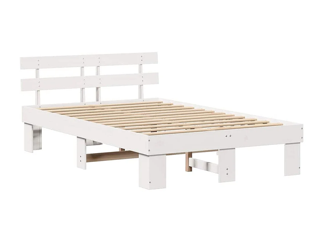 Lit double | Lit adulte | Cadre de lit Blanc 135x190 cm Bois de pin massif