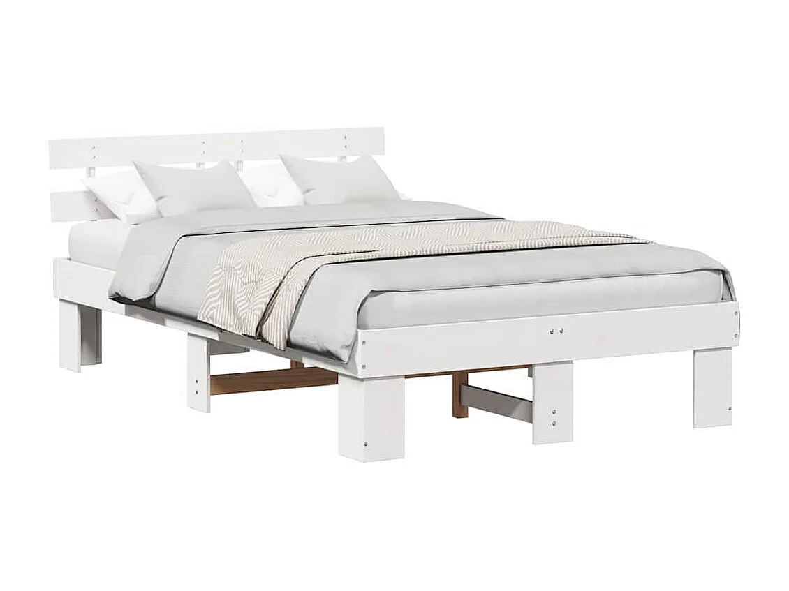 Lit double | Lit adulte | Cadre de lit Blanc 135x190 cm Bois de pin massif
