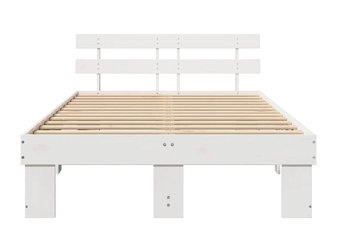 Lit double | Lit adulte | Cadre de lit Blanc 135x190 cm Bois de pin massif