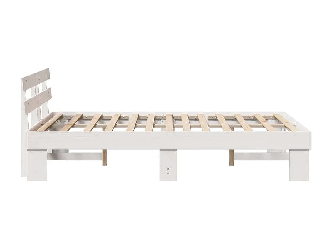 Lit double | Lit adulte | Cadre de lit Blanc 135x190 cm Bois de pin massif