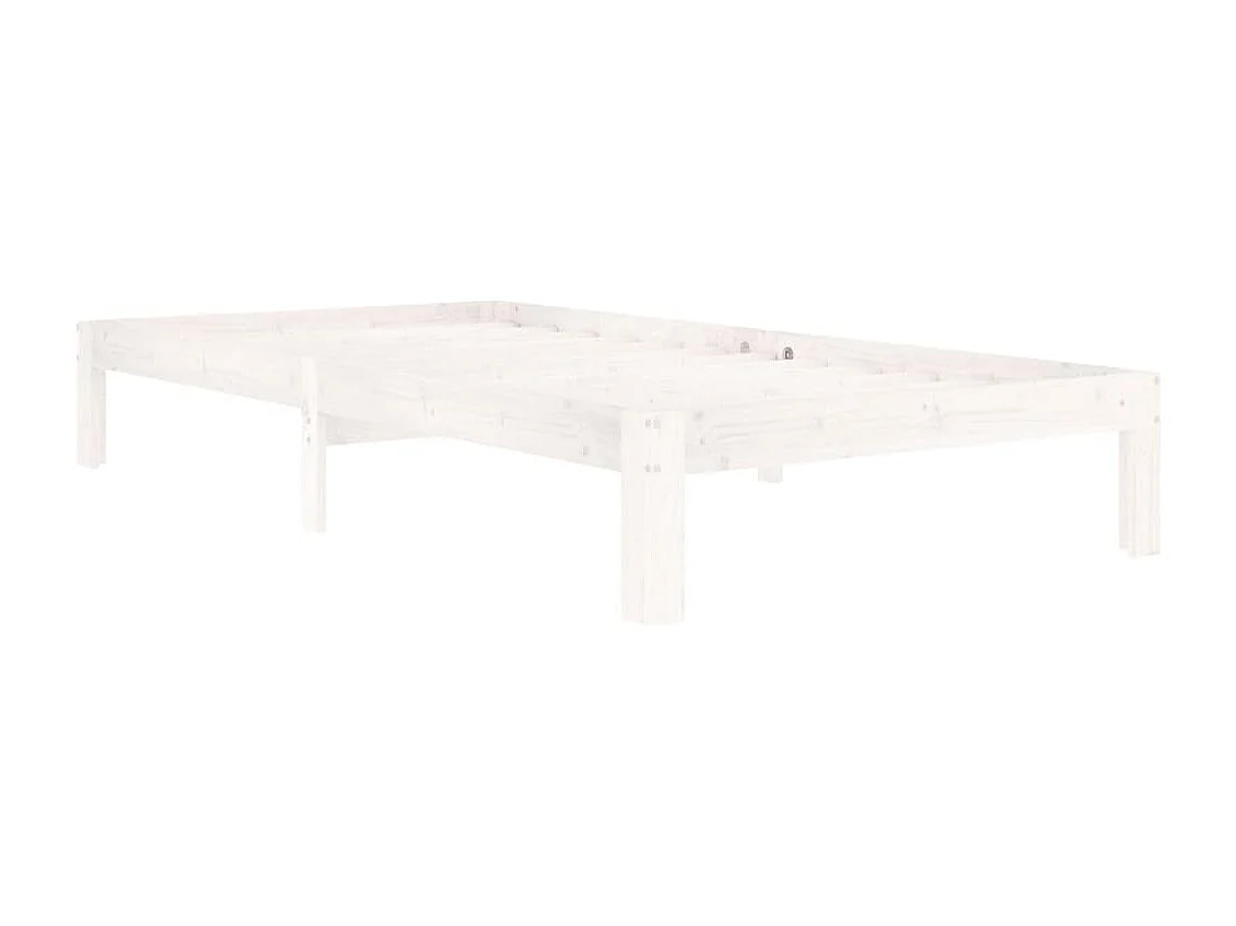 Lit simple | Lit adulte, enfant | Cadre de lit blanc bois de pin massif 100x200 cm