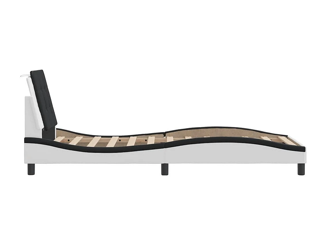Lit simple | Lit adulte, enfant | Cadre de lit avec LED blanc et noir 90x190 cm