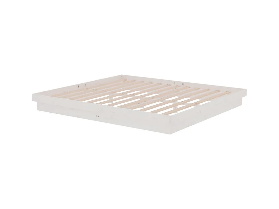 Lit double | Lit adulte | Cadre de lit blanc bois massif 180x200 cm