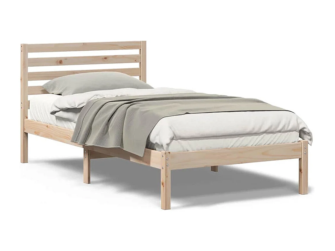 Lit simple | Lit adulte, enfant | Cadre de lit Marron 90x200 cm Bois massif en pin