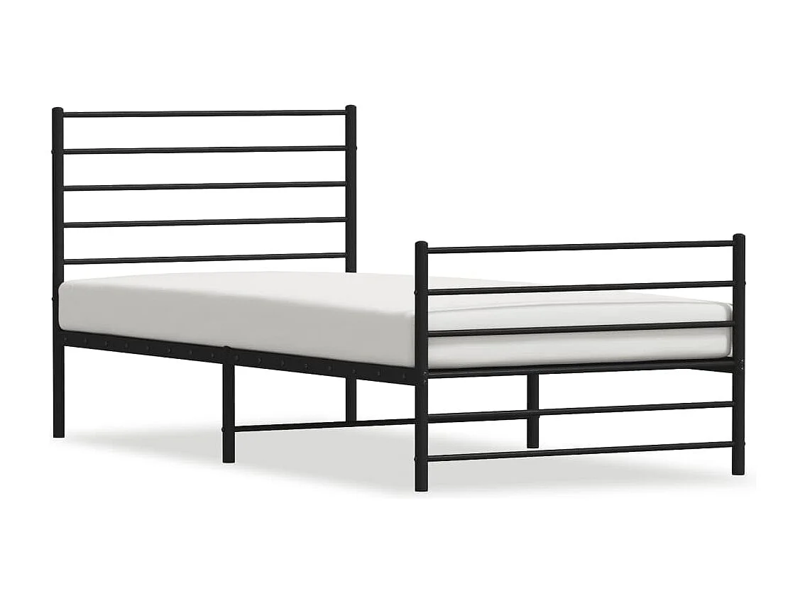 Lit simple | Lit adulte, enfant | Cadre de lit métal avec pied de lit noir 80x200 cm