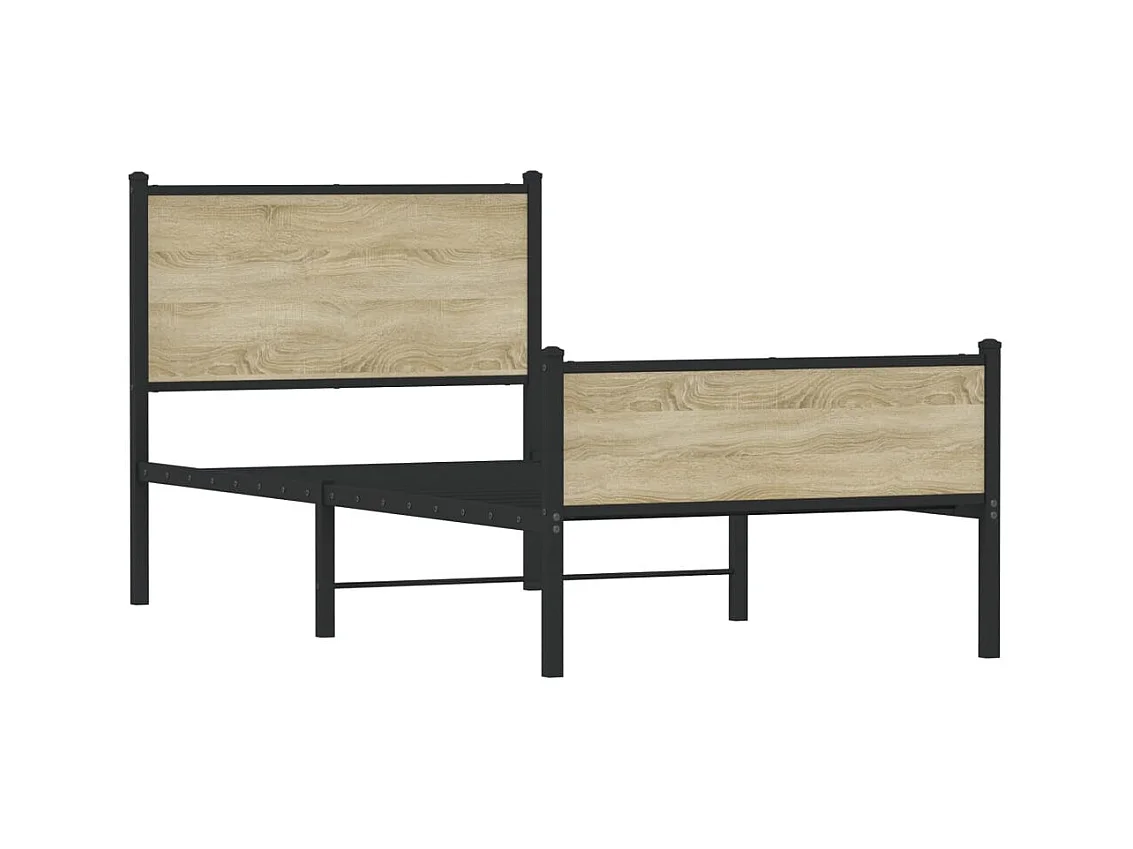 Lit simple | Lit adulte, enfant | Cadre de lit en métal chêne sonoma 90x200 cm