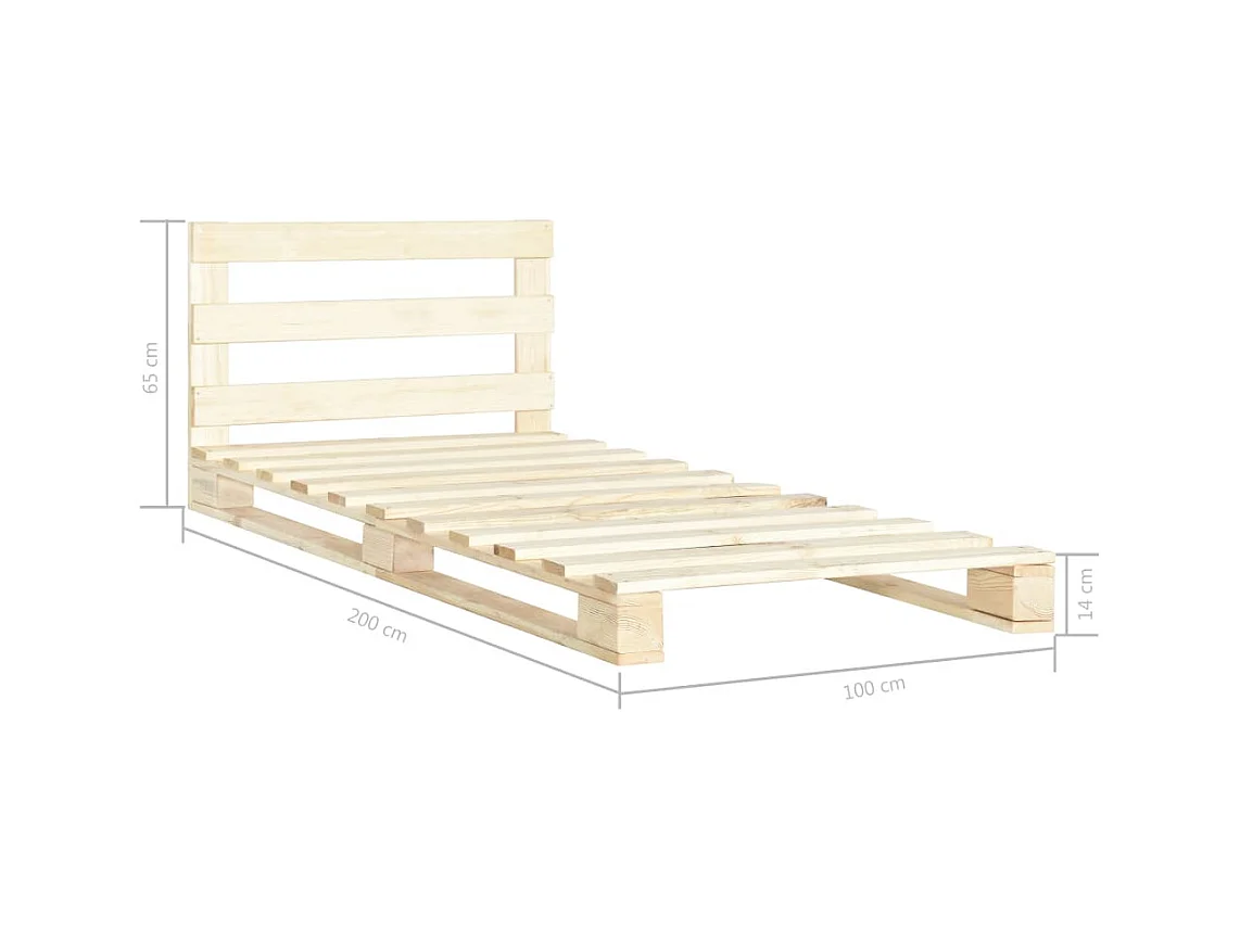 Lit simple | Lit adulte, enfant | Cadre de lit de palette bois massif pin 100x200 cm