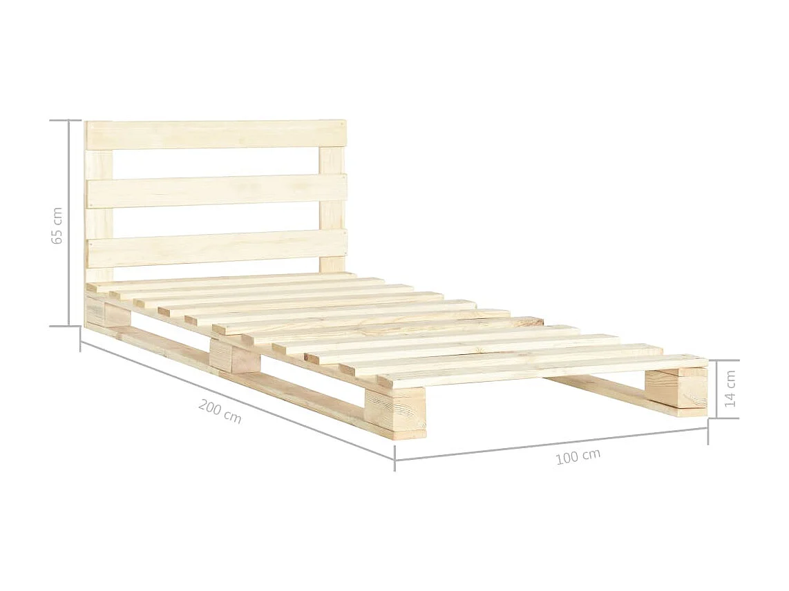 Lit simple | Lit adulte, enfant | Cadre de lit de palette bois massif pin 100x200 cm