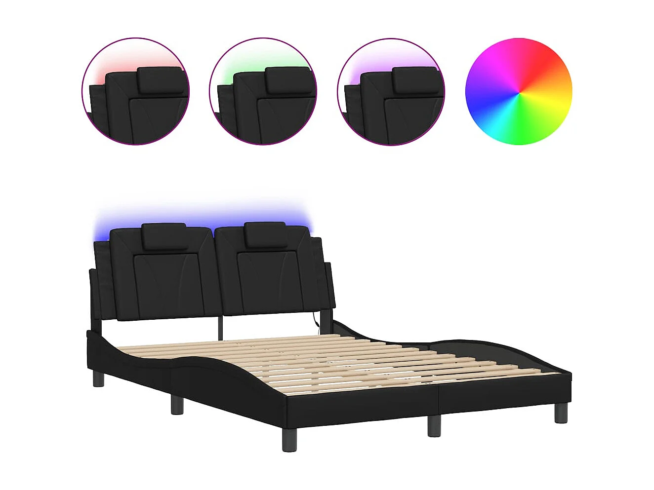 Bedframe | Eenpersoonsbed "Viana" met LED zonder matras zwart 120x200 cm