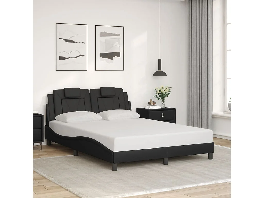 Bedframe | Eenpersoonsbed "Viana" met LED zonder matras zwart 120x200 cm