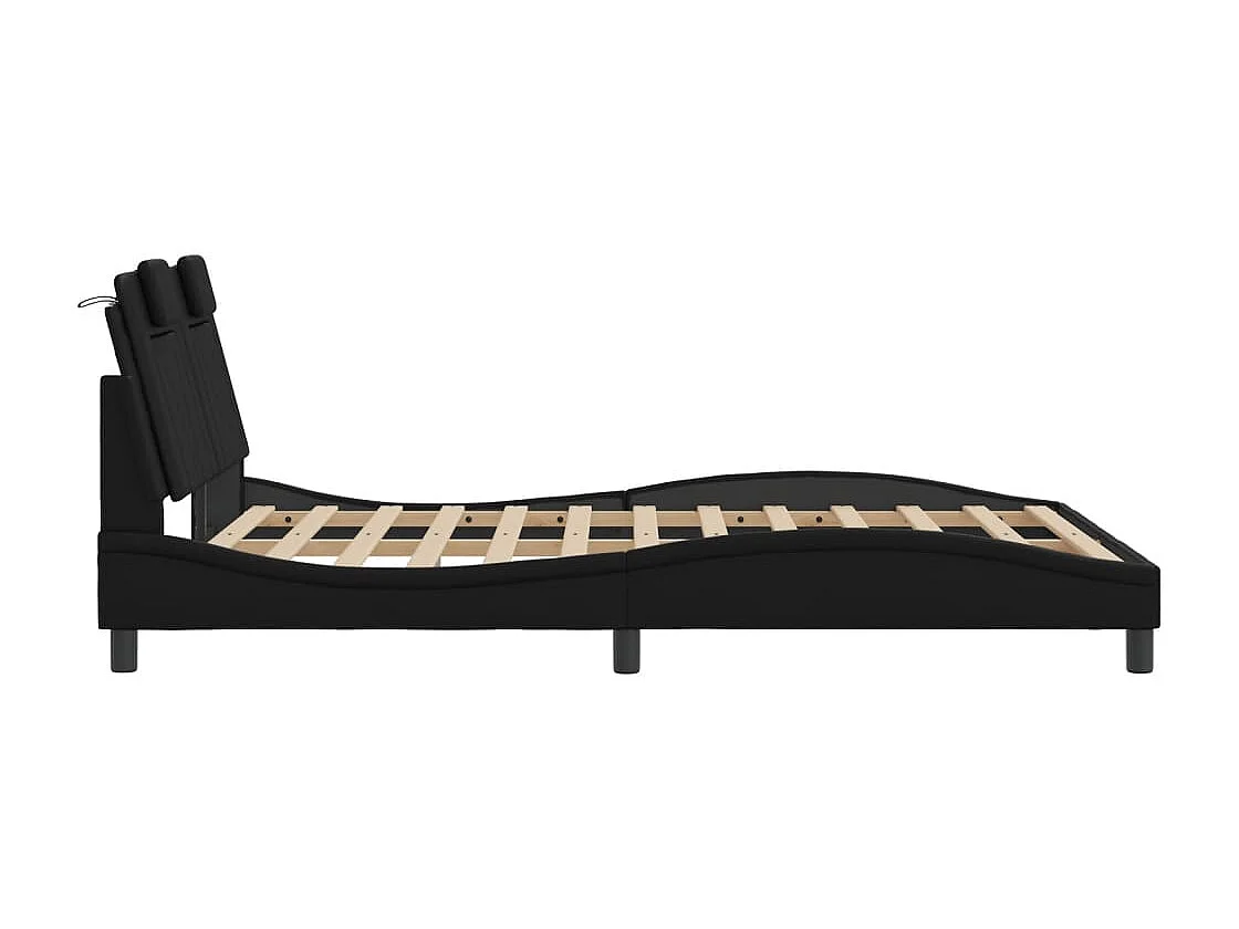 Bedframe | Eenpersoonsbed "Viana" met LED zonder matras zwart 120x200 cm