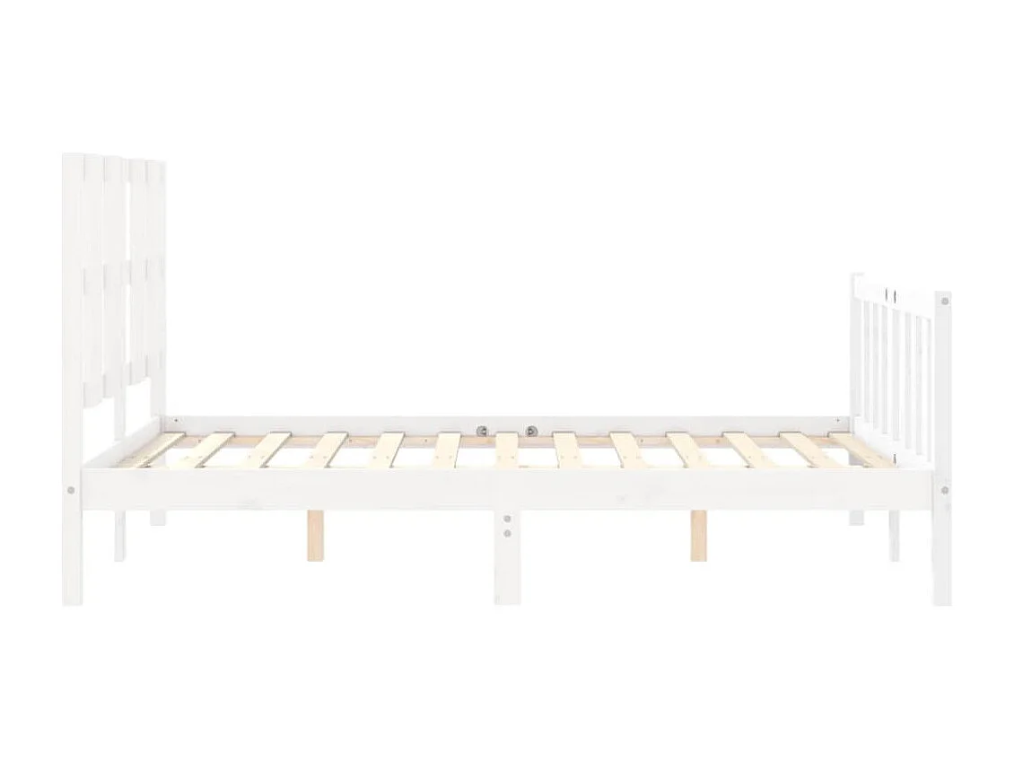 Lit double | Lit adulte | Cadre de lit blanc 140x200 cm bois de pin massif