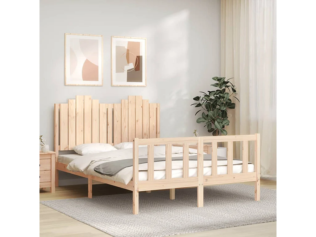 Lit double | Lit adulte | Cadre de lit bois de pin massif 135x190 cm
