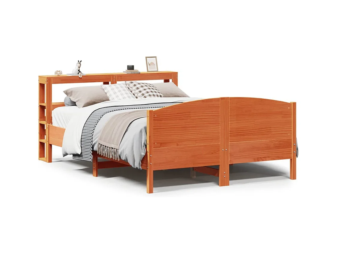 Lit double | Lit adulte | Cadre de lit cire marron 150x200cm bois pin massif