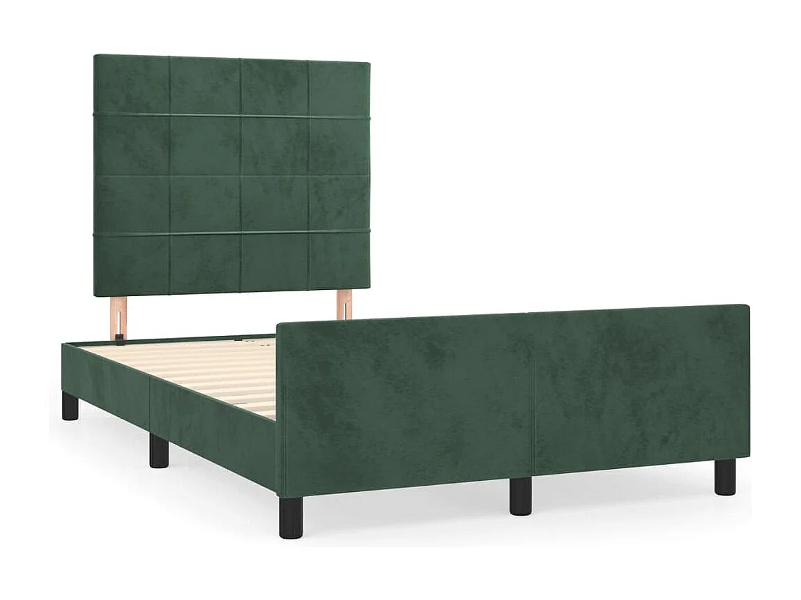 Lit simple | Lit adulte, enfant | Cadre de lit vert foncé 120x200 cm velours