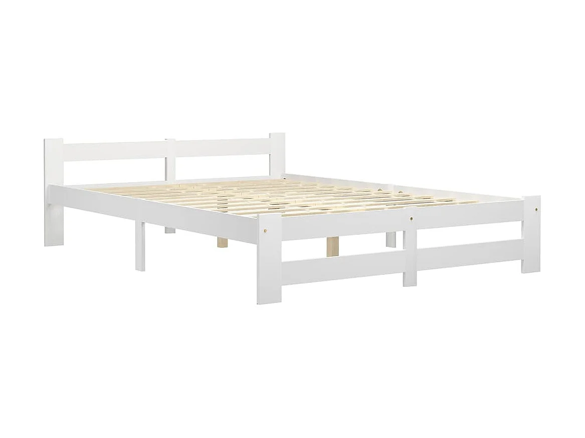 Lit double | Lit adulte | Cadre de lit blanc bois massif de pin 180x200 cm