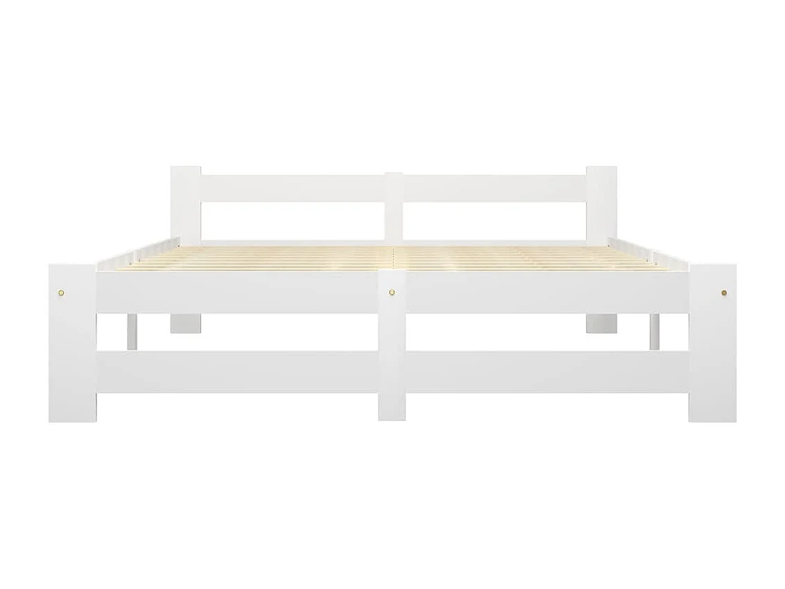 Lit double | Lit adulte | Cadre de lit blanc bois massif de pin 180x200 cm