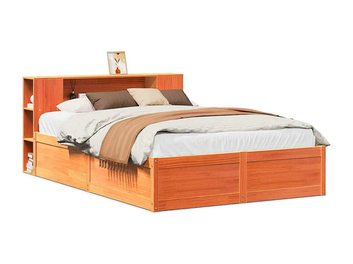 Letto per adulti | Letto matrimoniale | Giroletto senza Materasso Marrone Cera 140x200cm Massello Pino