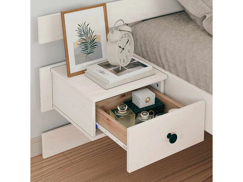 Lit simple | Lit adulte, enfant | Cadre de lit avec tiroir Blanc 90x200 cm Bois massif en pin