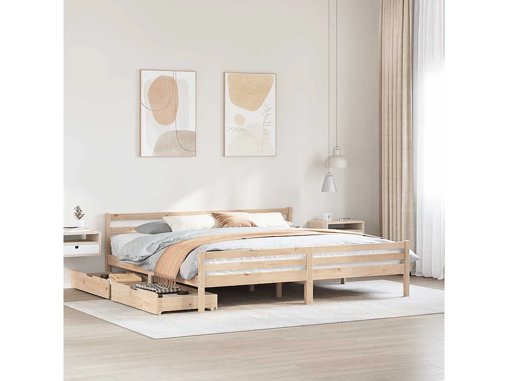 Lit double | Lit adulte | Cadre de lit 200x200 cm bois massif de pin