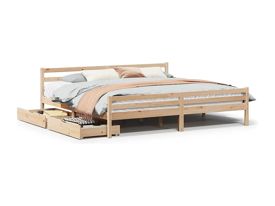 Lit double | Lit adulte | Cadre de lit 200x200 cm bois massif de pin