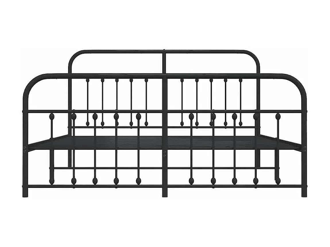 Lit double | Lit adulte | Cadre de lit métal avec pied de lit noir 183x213cm