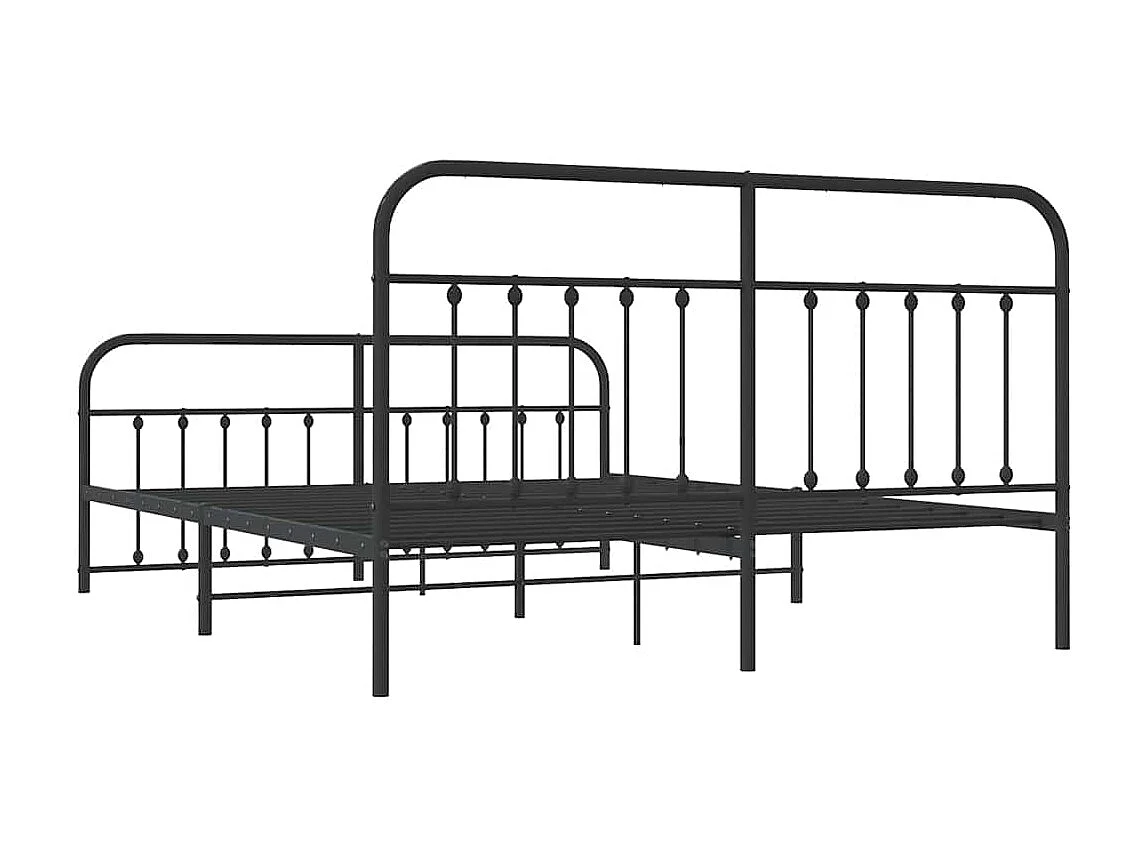 Lit double | Lit adulte | Cadre de lit métal avec pied de lit noir 183x213cm