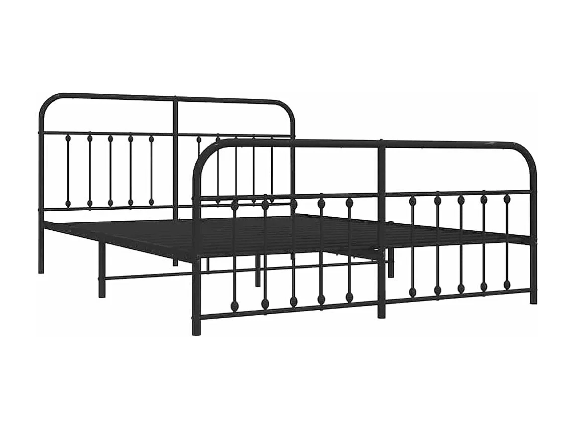 Lit double | Lit adulte | Cadre de lit métal avec pied de lit noir 183x213cm