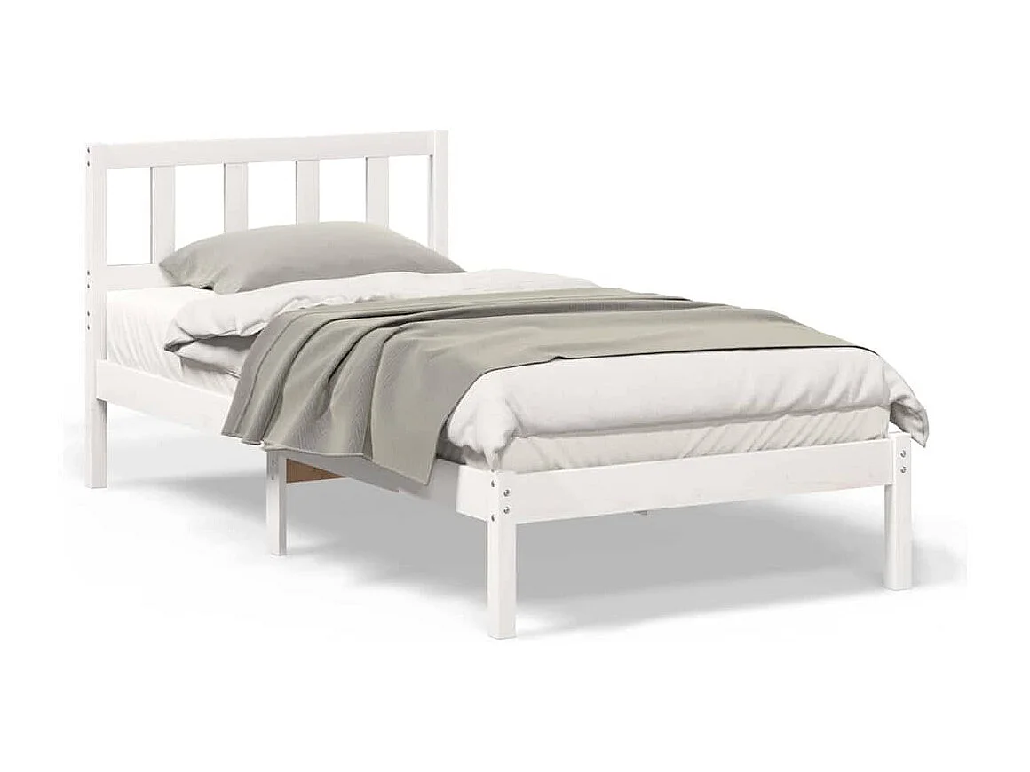 Lit simple | Lit adulte, enfant | Cadre de lit Blanc 80x200 cm Bois massif en pin