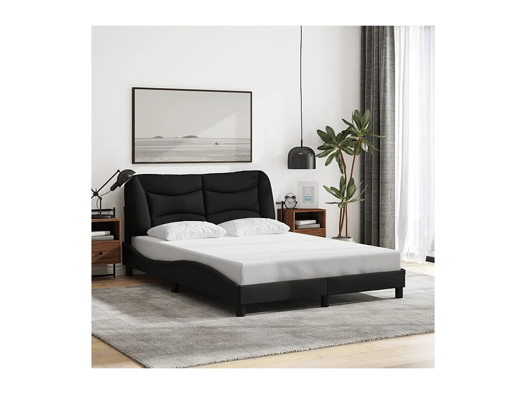 Lit simple | Lit adulte, enfant | Cadre de lit noir 120x200 cm tissu