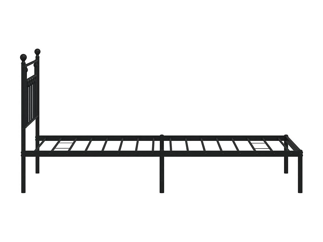 Lit simple | Lit adulte, enfant | Cadre de lit métal avec tête de lit noir 90x190 cm