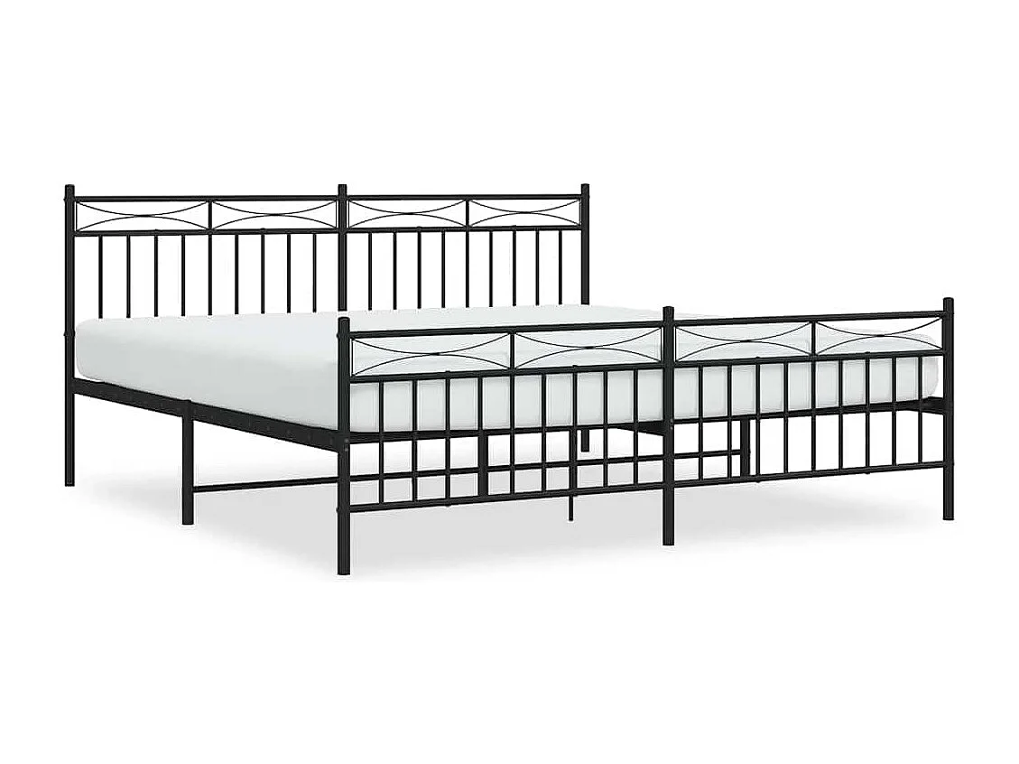 Lit double | Lit adulte | Cadre de lit métal avec pied de lit noir 183x213cm