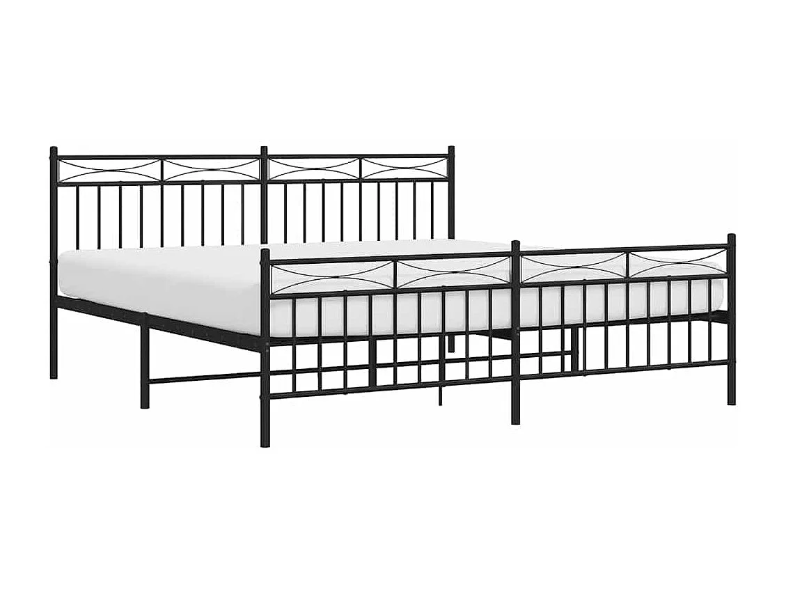 Lit double | Lit adulte | Cadre de lit métal avec pied de lit noir 183x213cm