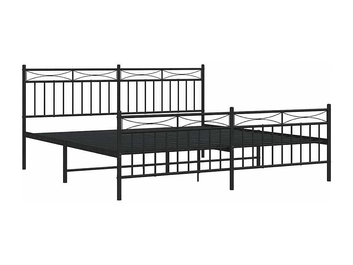 Lit double | Lit adulte | Cadre de lit métal avec pied de lit noir 183x213cm