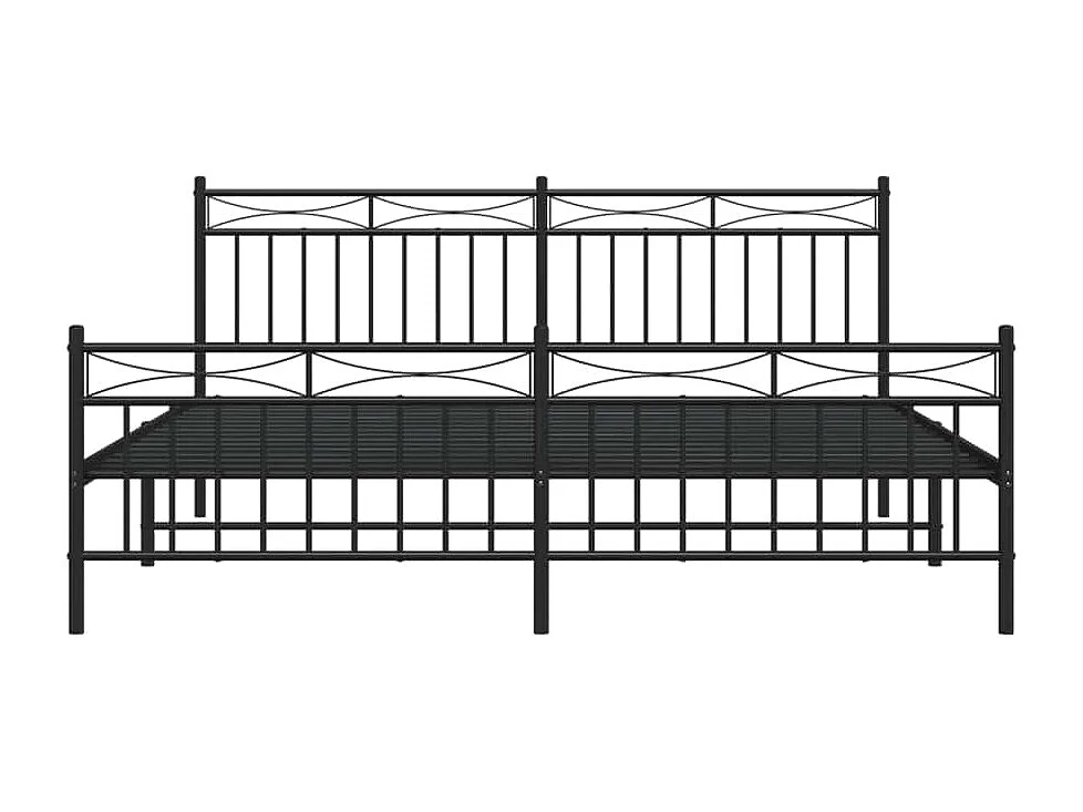 Lit double | Lit adulte | Cadre de lit métal avec pied de lit noir 183x213cm
