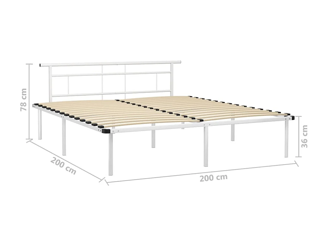 Lit double | Lit adulte | Cadre de lit blanc métal 200x200 cm