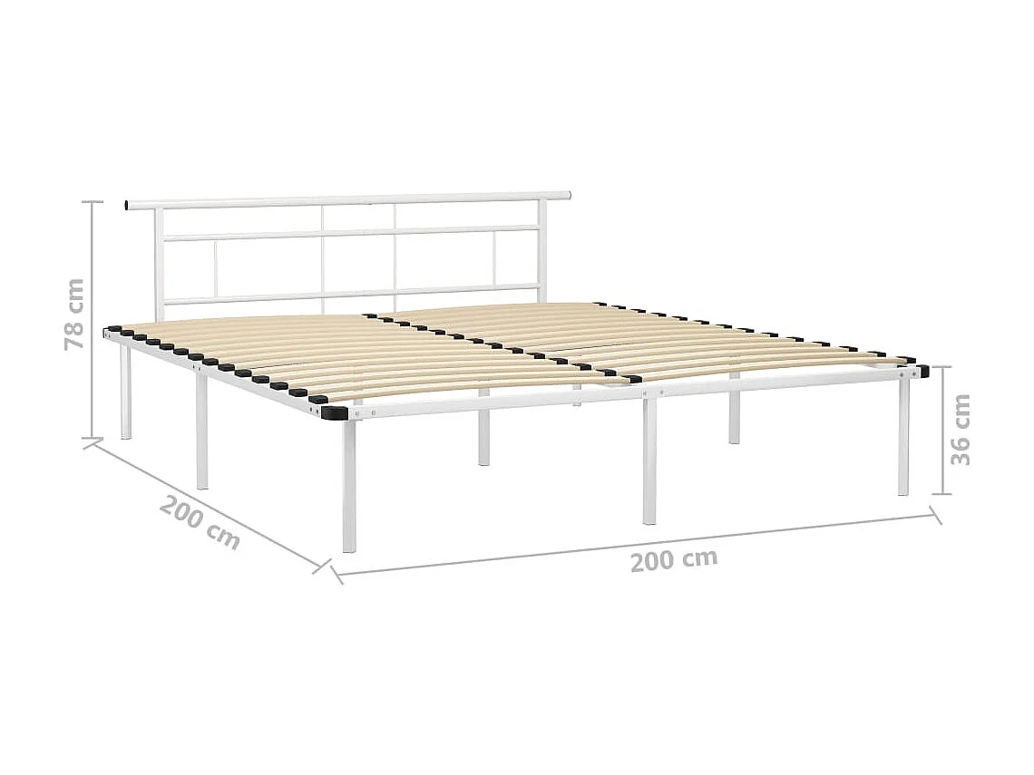 Lit double | Lit adulte | Cadre de lit blanc métal 200x200 cm