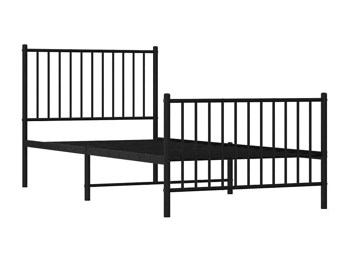 Lit simple | Lit adulte, enfant | Cadre de lit métal avec pied de lit noir 90x200 cm