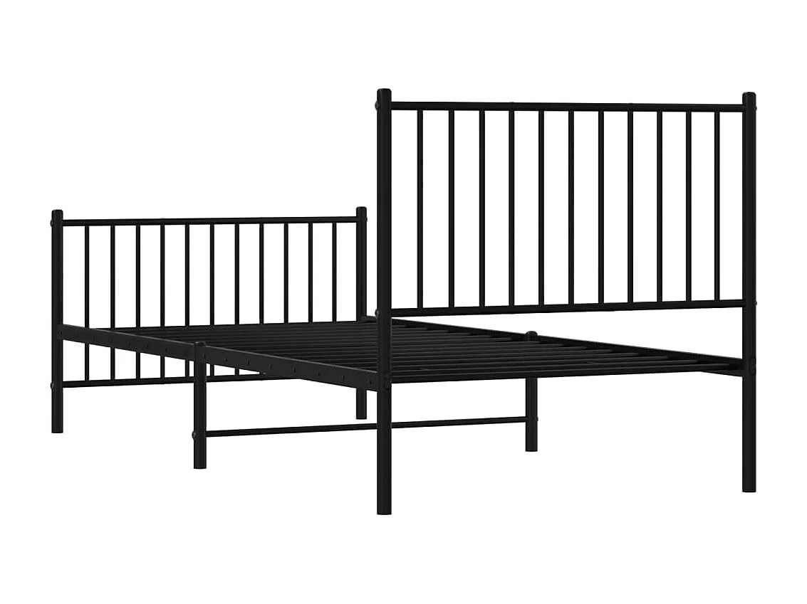 Lit simple | Lit adulte, enfant | Cadre de lit métal avec pied de lit noir 90x200 cm