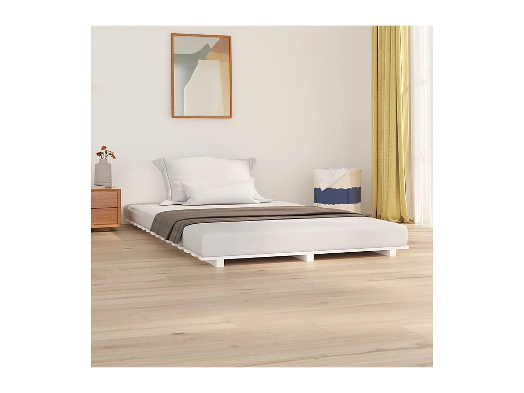 Lit simple | Lit adulte, enfant | Cadre de lit blanc 120x190 cm bois de pin massif