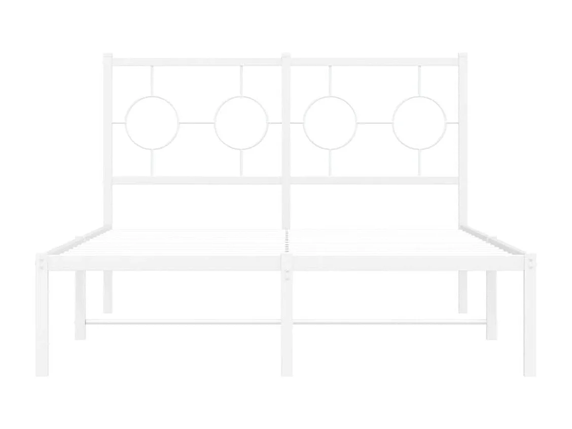 Lit simple | Lit adulte, enfant | Cadre de lit métal et tête de lit blanc 120x200 cm