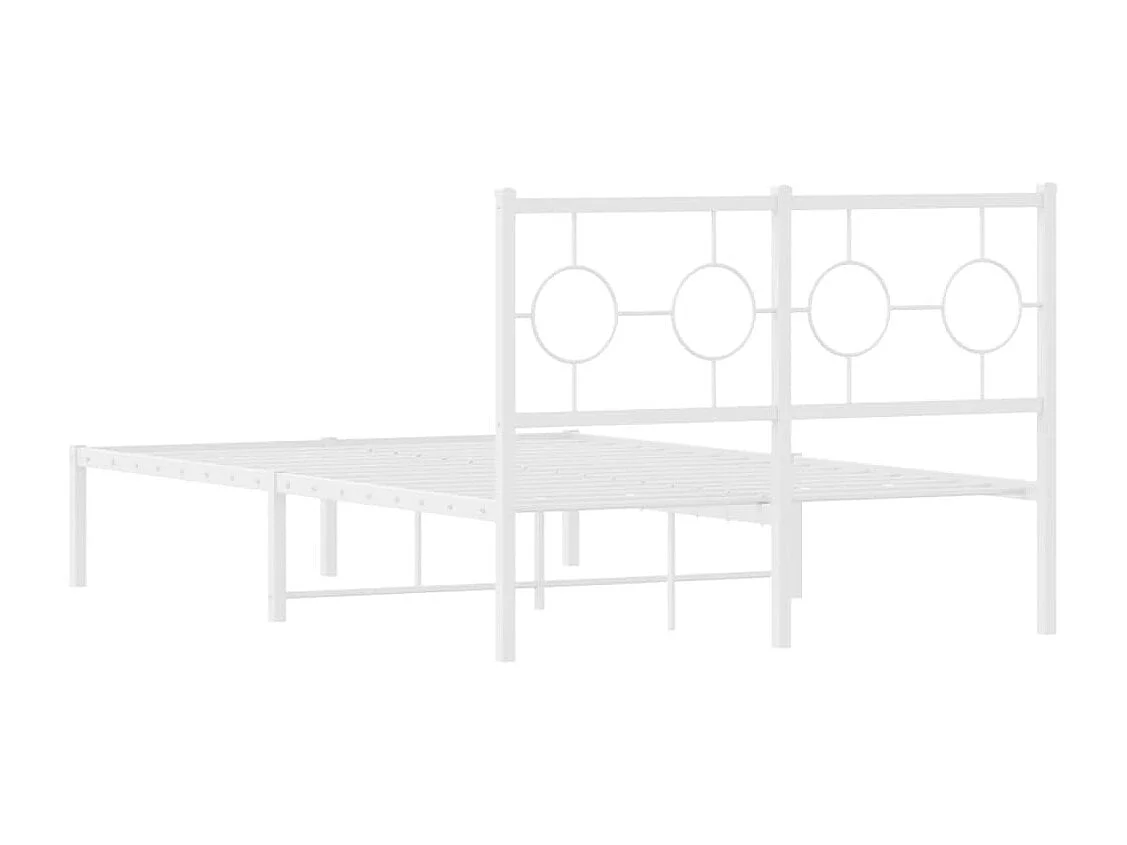 Lit simple | Lit adulte, enfant | Cadre de lit métal et tête de lit blanc 120x200 cm