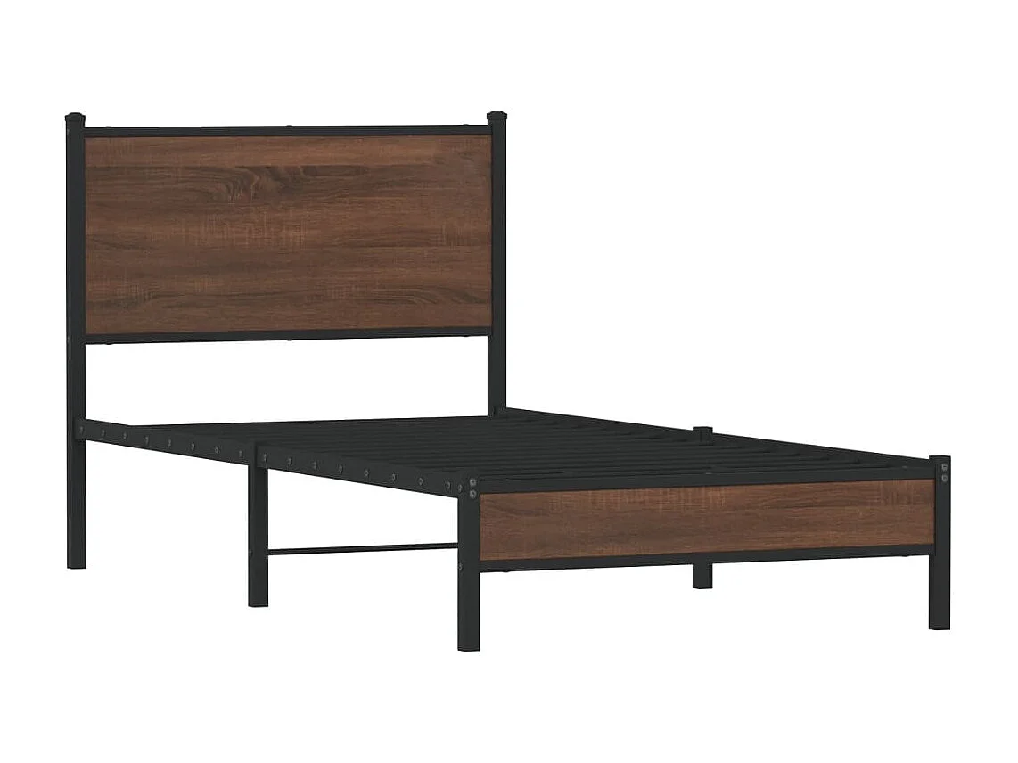 Lit simple | Lit adulte, enfant | Cadre de lit en métal chêne marron 90x200 cm